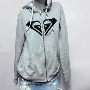 Roxy Vintage Y2K Grey Zip Hoodie